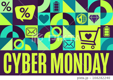 Cyber Monday. Holiday concept. Template for background, banner, card, poster with text inscription Cyber Monday. Holiday concept. Template for background, banner, card, poster with text inscription 108282240