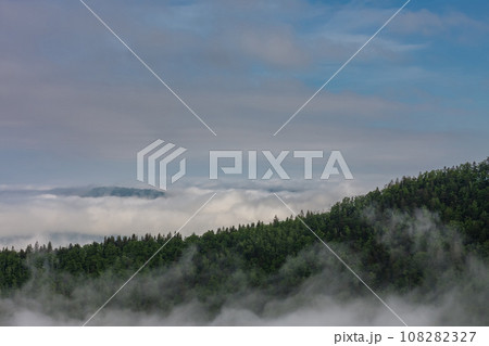View from path to chalet under Suchy, national park Mala Fatra, Slovakia, spring sunrise time. 108282327