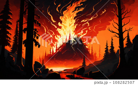 Forest fire. Burning forest, fire season. Forest fire. Burning forest, fire season. 108282507