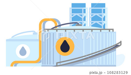 Oil petroleum industry. Petrol storage tank. Petrochemical production. Industrial equipment for gasoline processing. Fuel container and pipes. Refinery manufacturing. Vector concept 108283129