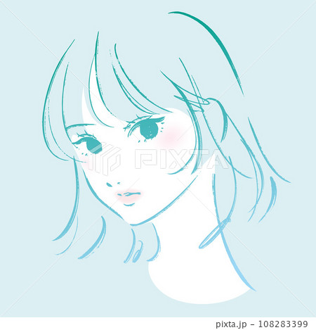 ガールズ イラスト 水色グラデーションver. ガールズ イラスト 水色グラデーションver. 108283399
