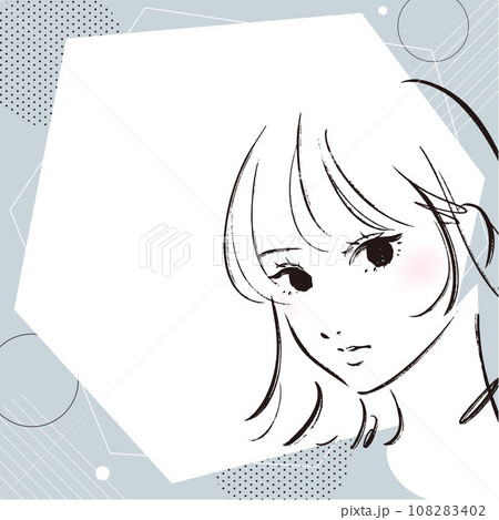 ガールズ イラスト バナー モノクロver. 108283402