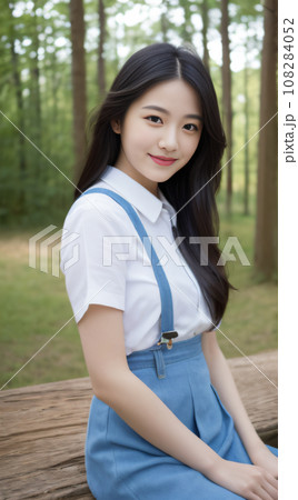 自然の中の若い女性 108284052