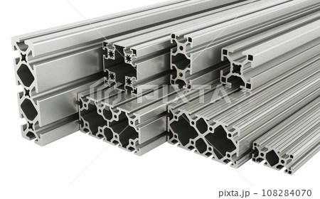 Aluminum profiles, 3D rendering 108284070