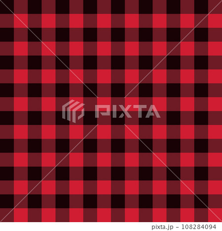plaid flannel pattern, black and red checkered seamless repeatable texture, vector 108284094