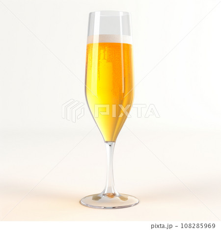 A crystal-clear flute glass of champagne isolated on white background 108285969