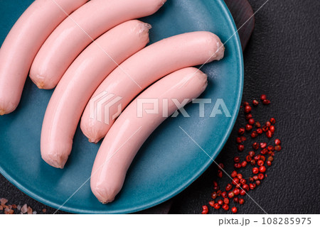Delicious fresh vegetarian sausage or sausage made from vegetable protein tofu or seitan 108285975