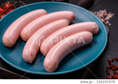 Delicious fresh vegetarian sausage or sausage made from vegetable protein tofu or seitan 108285976
