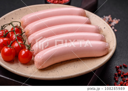 Delicious fresh vegetarian sausage or sausage made from vegetable protein tofu or seitan Delicious fresh vegetarian sausage or sausage made from vegetable protein tofu or seitan 108285989