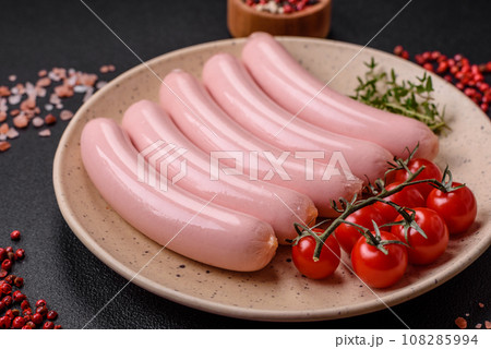 Delicious fresh vegetarian sausage or sausage made from vegetable protein tofu or seitan 108285994
