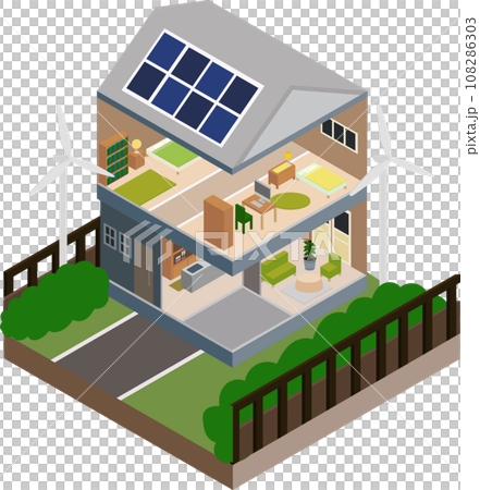 太陽光発電と風力発電を備えた住宅 太陽光発電と風力発電を備えた住宅 108286303