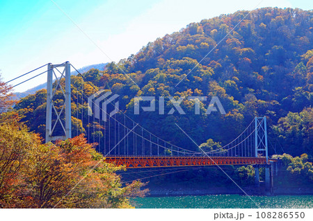 九頭竜湖の秋と紅葉　箱ヶ瀬橋 108286550