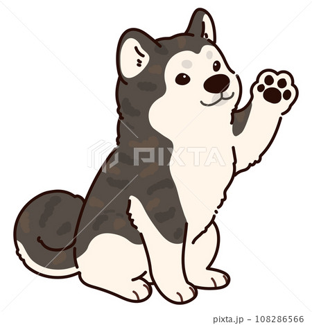 手を振るシンプルで可愛い虎毛の秋田犬のイラスト 主線あり 手を振るシンプルで可愛い虎毛の秋田犬のイラスト 主線あり 108286566
