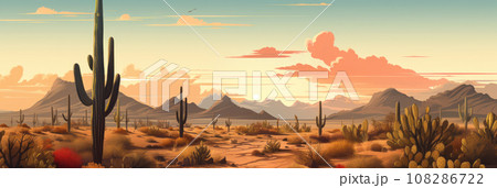 Desert landscape with sands and mountains 108286722