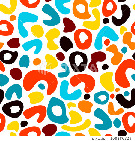 Seamless background colored simple patterns of spots. 90s style. hand drawing. Not AI, Vector illustration 108286823