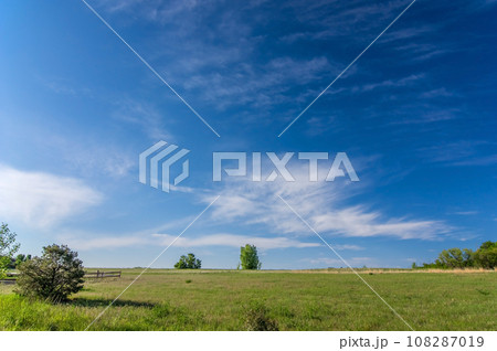 《背景素材》爽やかな青空と緑地 108287019