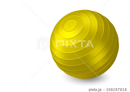 Yellow fitball or fitness ball for yoga exercise isolated white background 108287818