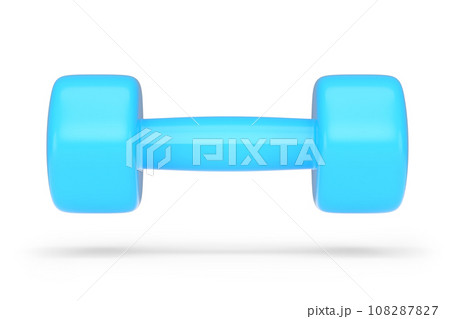 Rubber blue dumbbell isolated on white background Rubber blue dumbbell isolated on white background 108287827