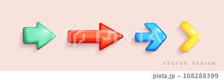Set of arrows pointing right. 3d isolated icons. 108288399