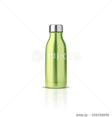 Metal water bottle white realistic reusable drink Vector Image