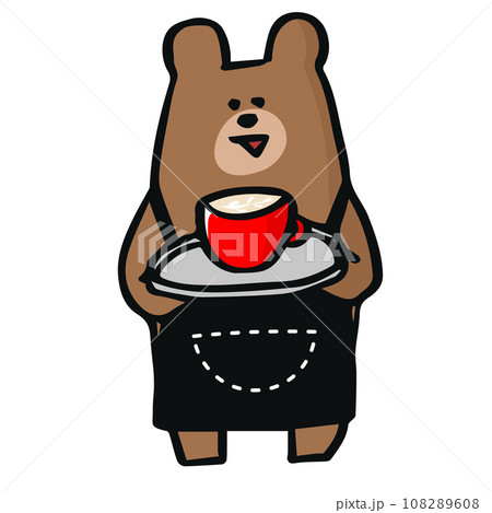 コーヒーを運ぶ店員さんのくまのイラスト素材 [108289608] - PIXTA