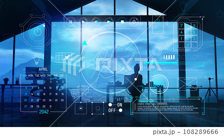 Virtual interface that includes infographic on the topic of online communication 108289666