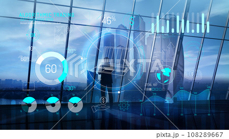 Abstract infographics about financial literacy and trading. 108289667