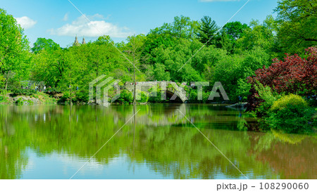 ニューヨークのセントラルパークにある石橋 108290060