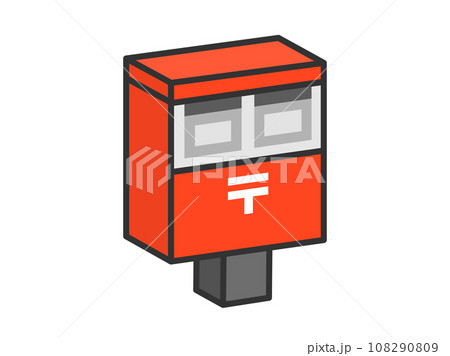二口の郵便ポスト(3D線画)のイラスト 二口の郵便ポスト(3D線画)のイラスト 108290809