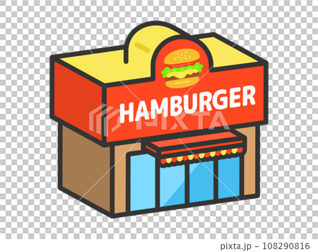 Illustration of the exterior of a hamburger shop (3D line drawing) Illustration of the exterior of a hamburger shop (3D line drawing) 108290816