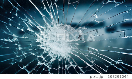 ひび割れた強化ガラス「AI生成画像」 108291044
