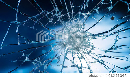 ひび割れた強化ガラス「AI生成画像」 108291045