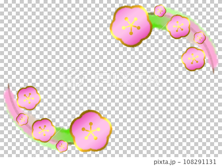梅の花を飾ったフレームイラスト【A4・横】 梅の花を飾ったフレームイラスト【A4・横】 108291131
