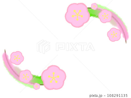 梅の花を飾ったフレームイラスト【A4・横】 梅の花を飾ったフレームイラスト【A4・横】 108291135