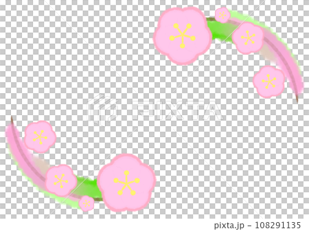 梅の花を飾ったフレームイラスト【A4・横】 梅の花を飾ったフレームイラスト【A4・横】 108291135