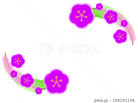 梅の花を飾ったフレームイラスト【A4・横】 梅の花を飾ったフレームイラスト【A4・横】 108291136