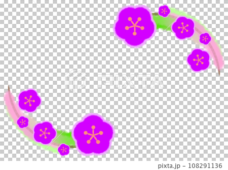 梅の花を飾ったフレームイラスト【A4・横】 梅の花を飾ったフレームイラスト【A4・横】 108291136