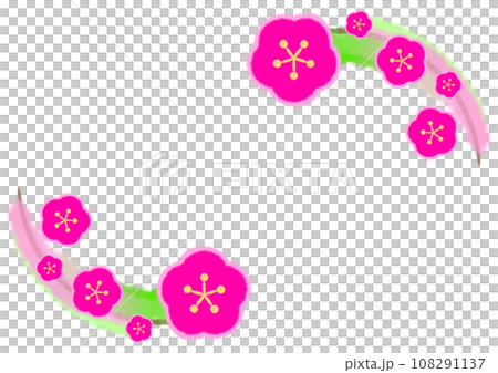 梅の花を飾ったフレームイラスト【A4・横】 梅の花を飾ったフレームイラスト【A4・横】 108291137