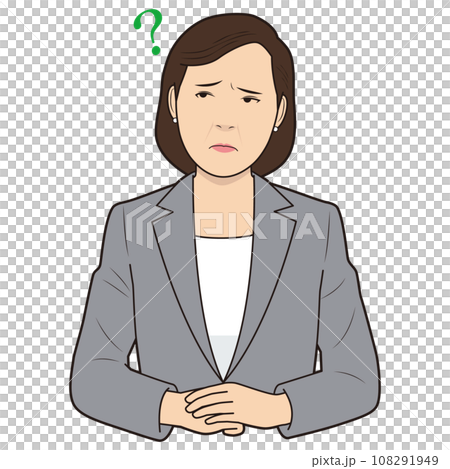 疑問を持つ女性面接官 108291949