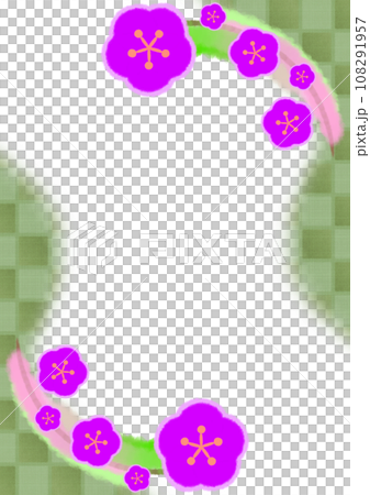 梅の花と市松模様の和風モダンな背景イラスト【A4・縦】 梅の花と市松模様の和風モダンな背景イラスト【A4・縦】 108291957