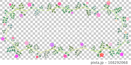 Frame of red and purple flowers and leaves Frame of red and purple flowers and leaves 108292068