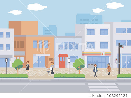 街中の背景と人物のイラスト 街中の背景と人物のイラスト 108292121