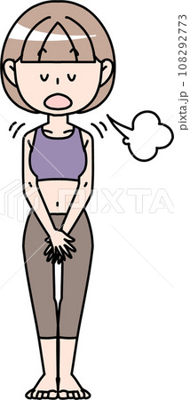 息を吐く女性　呼吸法 108292773