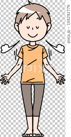 息を吸う男性　呼吸法 108292776