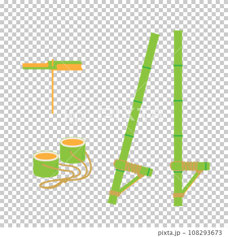 Illustration material of old Japanese toys: stilts, bamboo popkuri, and bamboo dragonfly Illustration material of old Japanese toys: stilts, bamboo popkuri, and bamboo dragonfly 108293673