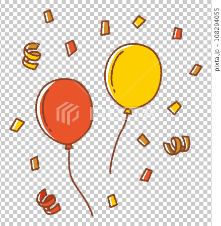 Line drawing handwritten vector illustration of balloons/Christmas party 108294055