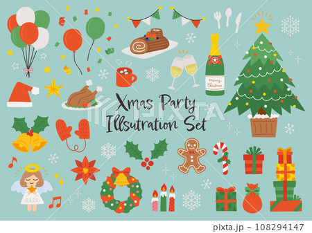 クリスマスパーティの手書きベクターイラスト クリスマスパーティの手書きベクターイラスト 108294147