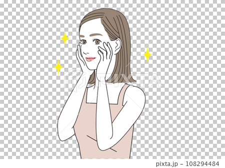 お肌がピカピカになって笑顔の女性 108294484