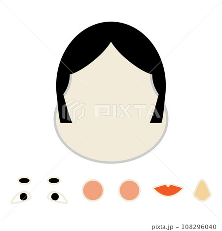 福笑い　セット　お正月イラスト素材 108296040