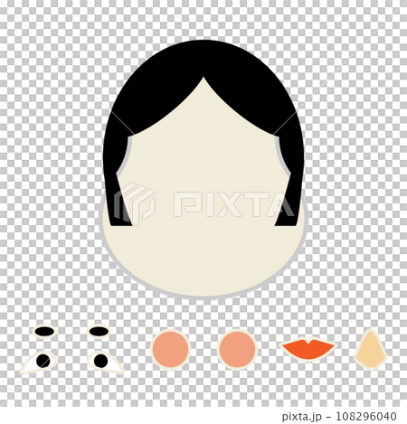 Fukuwarai set New Year illustration material Fukuwarai set New Year illustration material 108296040